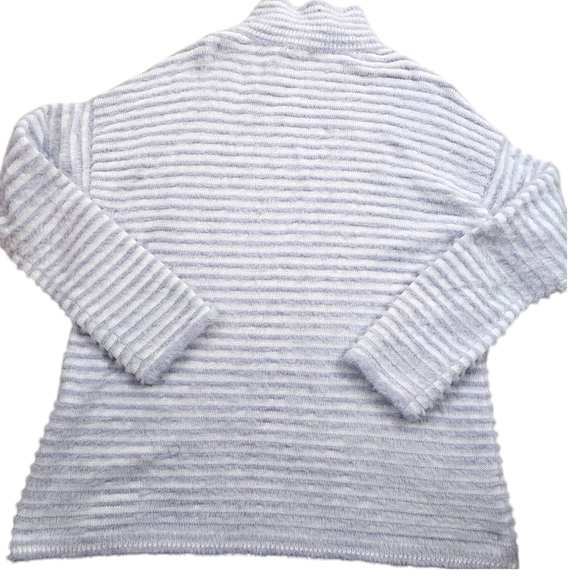 Chicos Zenergy Striped Fuzzy Pastel Turtleneck Sweater in 1 (8) - Picture 2 of 5